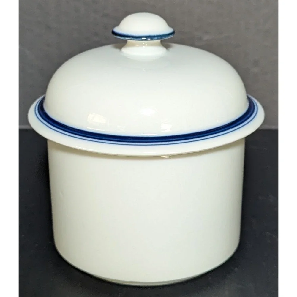 Dansk Bistro Christianshavn Blue & White Sugar Bowl With Lid‎